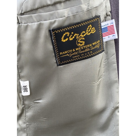 Vintage Circle S Blazer Mens 38 R Western Faux Suede Sport Coat USA Made Button - Picture 2 of 7